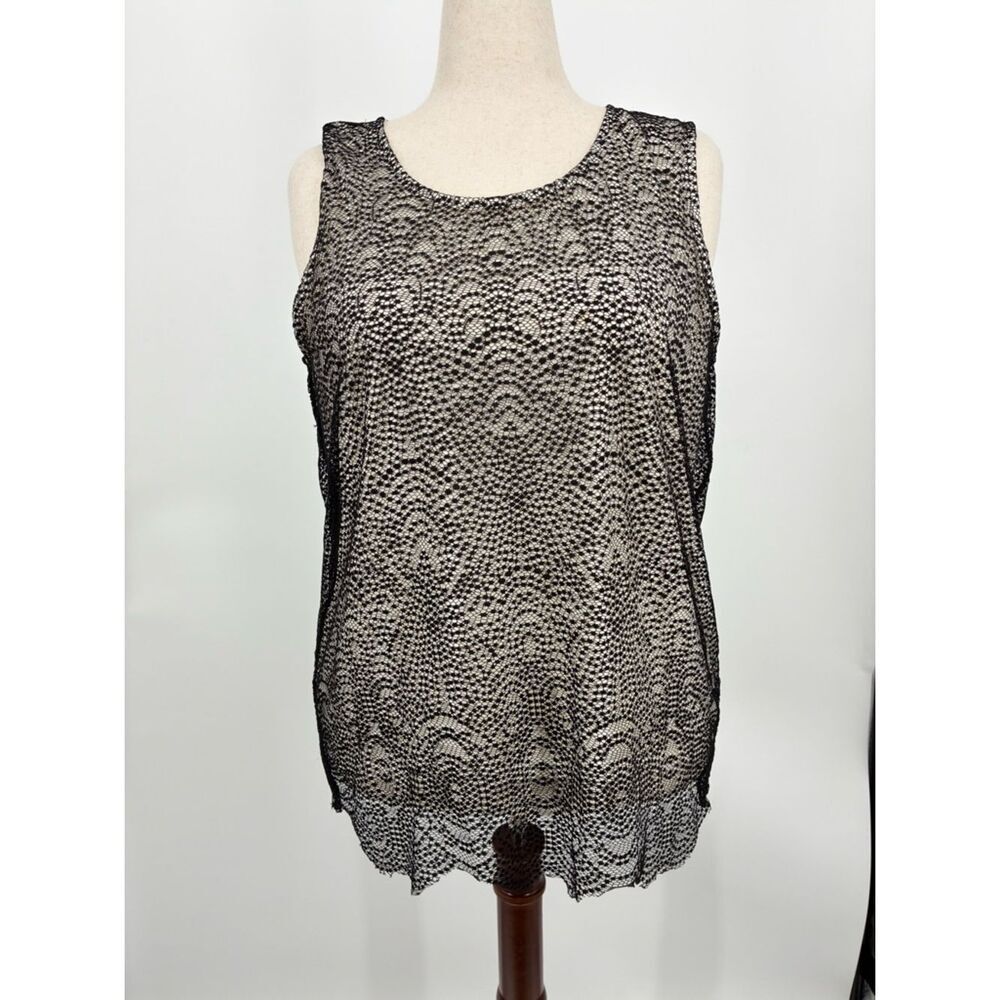 Chico's NWOT Deco Black Lace Overlay Tank, lined (3)